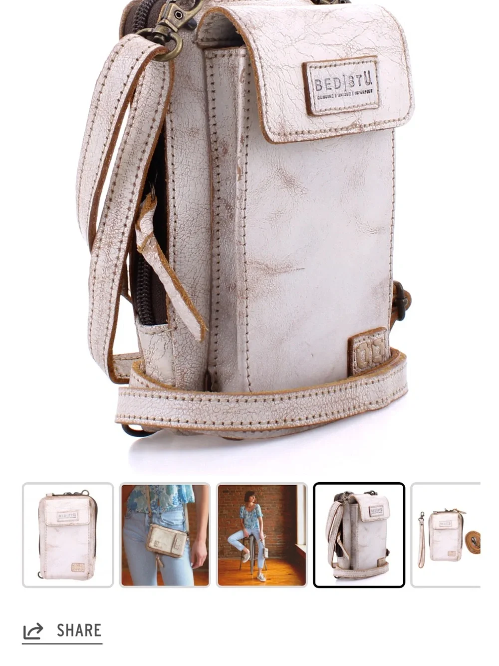 BED|STU Metallic Cream Crossbody Phone Holster with Gold Trim